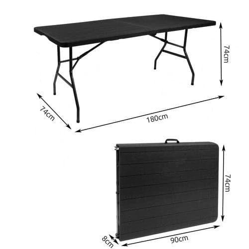 Hopfällbart trädgårdsbord 180 cm HDPE bordsskiva stålram