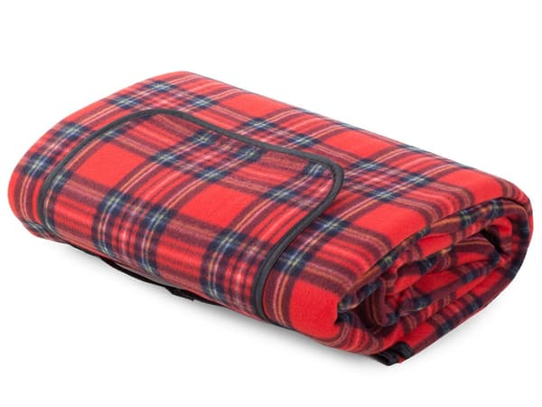 Picnictæppe fleece med vandtæt underside 150 x 200 cm rødternet