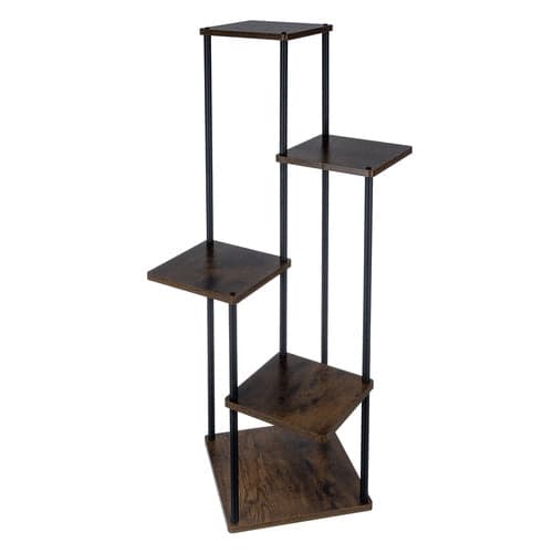 Blomsterreol 5 niveauer metal/MDF 108 cm sort/træ