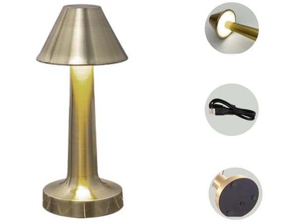Bordlampe LED med touch og trådløs opladning, 3 niveauer, sølv, 23,5 cm