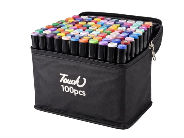 Alkoholbaserade markers 100-pack dubbla spetsar 1 mm/6 mm med fodral