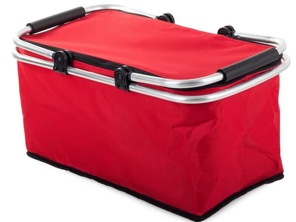 Sammenfoldelig picnickurv med isolering rød 48 x 28 x 22 cm