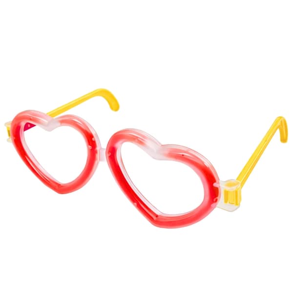 Glow stick-briller hjerteformede neonrød 19x13 cm uden batteri