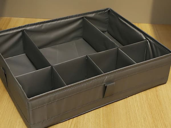 Opbevaringsboks skuffeorganisator 7 rum 44x34x11 cm grå polyester