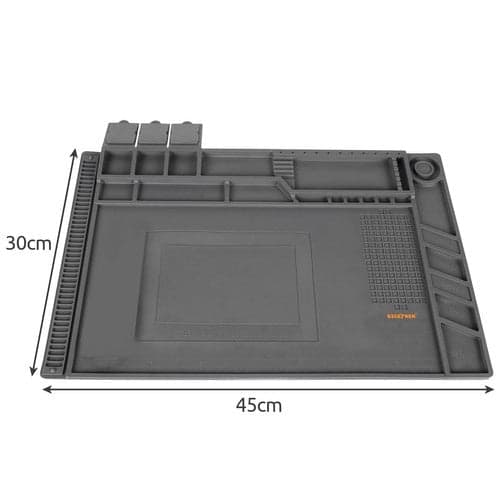Silikon lödmatta 30x45 cm med 4 magnetfickor, grå