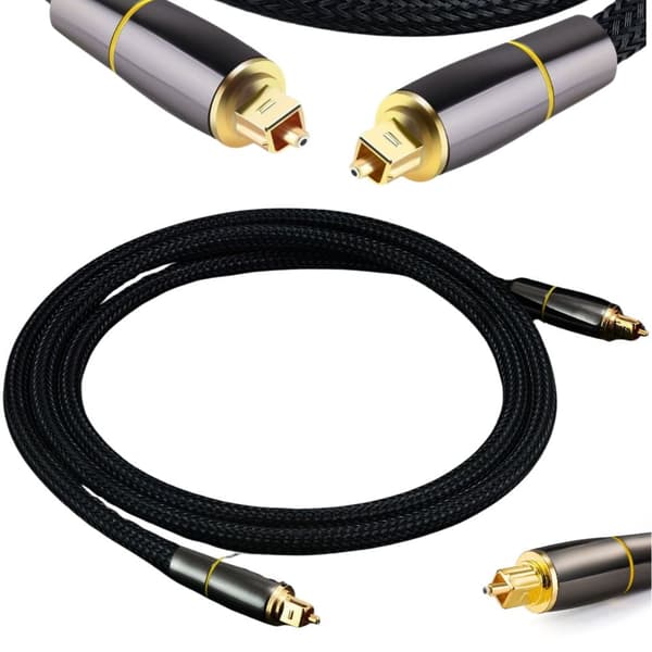 Optisk Toslink ljudkabel 2 m flätad nylon guldpläterade kontakter