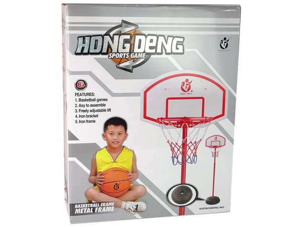 Basketställning barn med boll och pump, justerbar höjd 100-210 cm