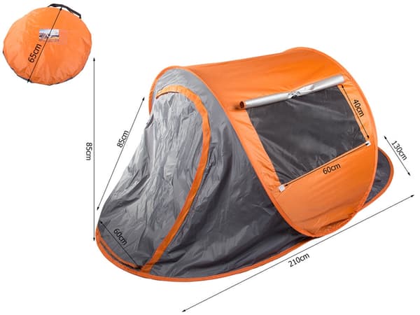 Rantateltta pop-up UV-suoja harmaa/oranssi 210x130x85 cm
