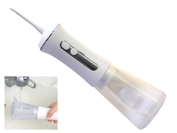 Mundirrigator uden ledning 350 ml USB-opladning 4 tilstande + 2 dyser