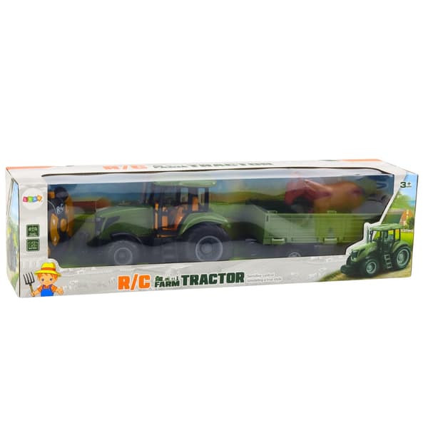 Fjernstyret legetraktor med anhænger og hestefigur 48 cm 2,4 GHz