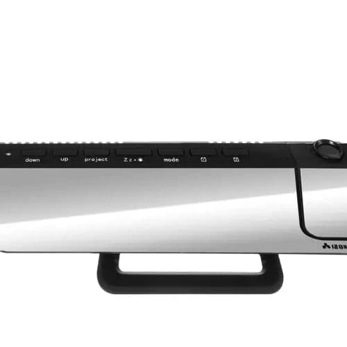 LED vækkeur med projektor & spejl, USB-C/batteri, sort