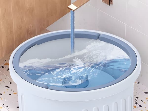Moppset plattmopp med roterande hink mikrofiber blå skaft 120–140 cm