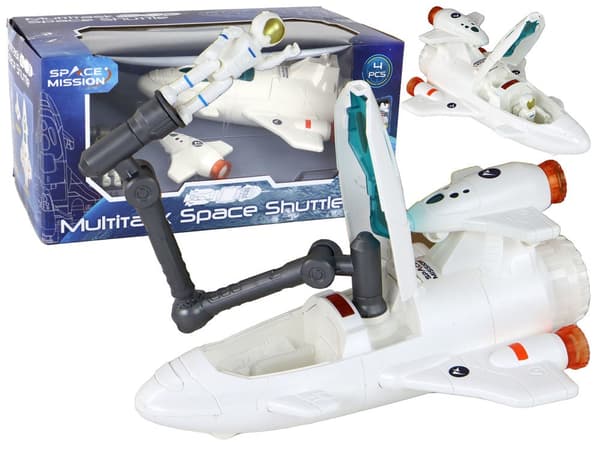 Rymdraket leksaksset med ljus & ljud 23 cm, cosmonaut + drönare