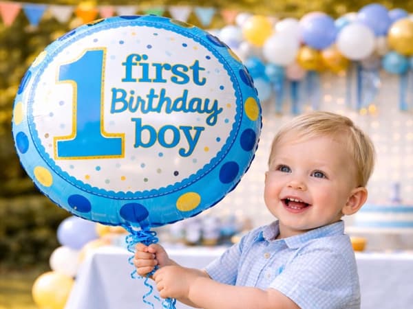 Foliopallo numero 1 First Birthday 45 cm, satunnainen väri, 1 kpl