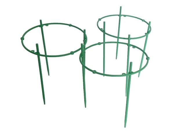 Plantebøjle med 3 ringe grøn plast ringdiameter 19 cm højde 63 cm