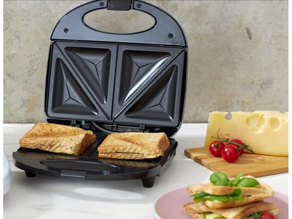 Sandwichgrill 750 W non-stick til 2 sandwiches, sort 23x23 cm