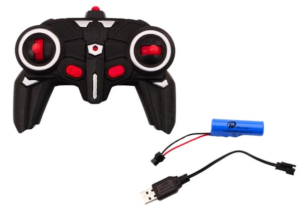 Radiostyret driftbil 1:18 sort 2,4GHz med lys/lyd + batteri/lader