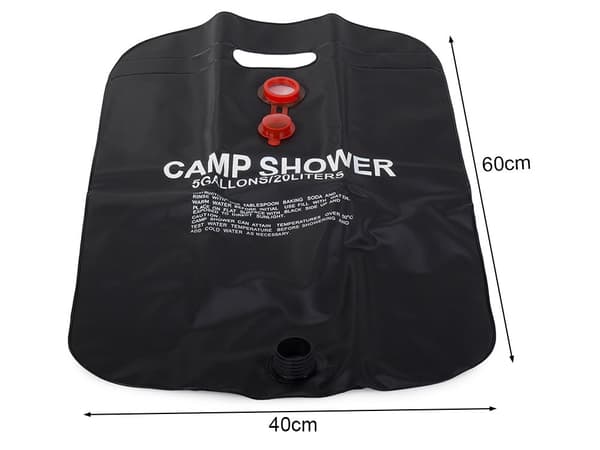 Solardusch campingdusch 20 L PVC svart med termometer och slang