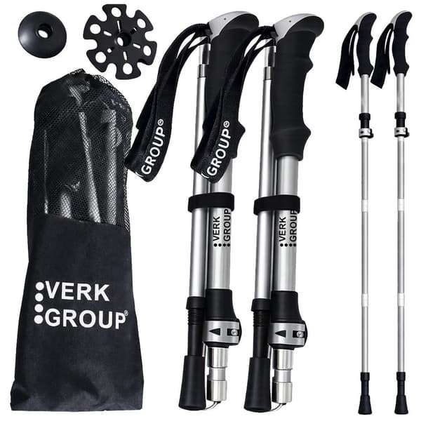 Sammenklappelige trekkingstænger aluminium anti-shock 2-pak sølv