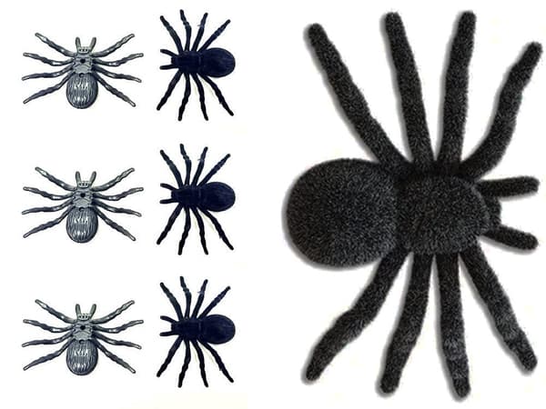 Halloween-spindlar i plast 4-pack 7x11 cm, svarta