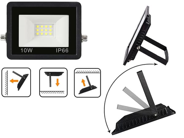 LED-projektør 10W 6000K IP66 udendørs mat sort metal