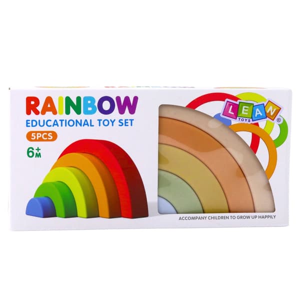 Sensoriska gummiblock regnbåge pastell 5-pack för småbarn