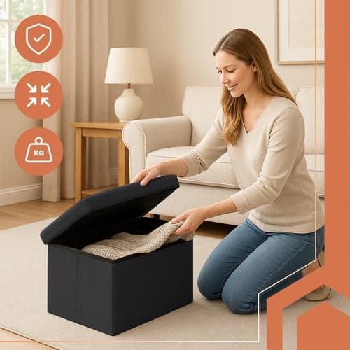 Förvaringspuff sammet svart 54 l 60x30x30 cm vikbar vattenavvisande
