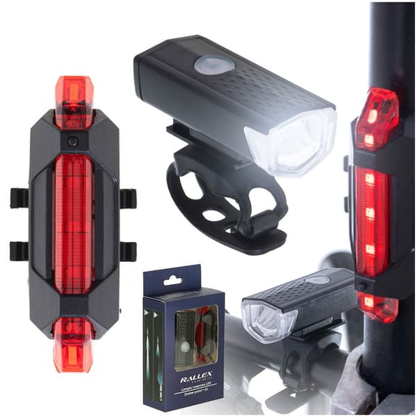 LED-pyörävalosetti etu/taka ladattava USB-yleiskiinnike