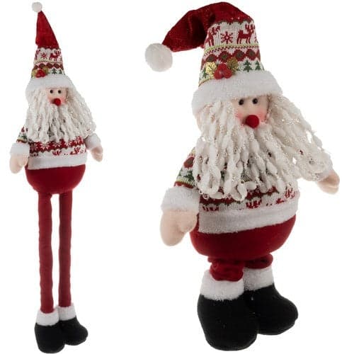 Tomtefigur juldekoration teleskopben 60-95 cm röd/vit polyester