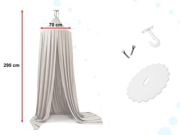 Lasten tipi-sängyn katos harmaa polyesteri 290 cm asennussarjalla Grey