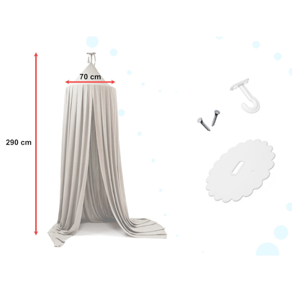 Tipi Sänghimmel för barn grå polyester 290 cm med monteringsset grå