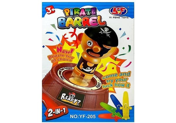 Prick the Pirate sällskapsspel med pirat i tunna, 2-4 spelare, 3+