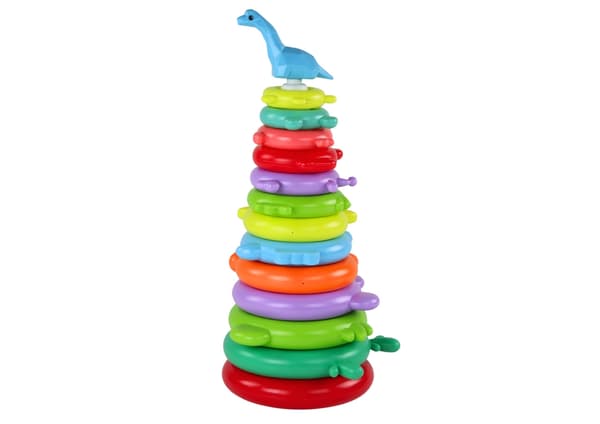 Stabelgiraffe med 13 ringe, plast 43 cm