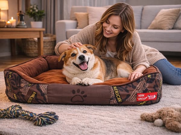 Hundeseng rektangulær med aftagelig pude 70x55 cm