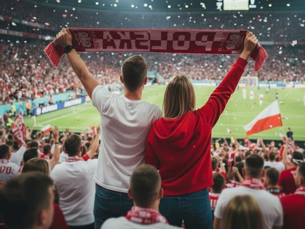 Supporterscarf fodbold Polska hvid/rød 150x18 cm polyester