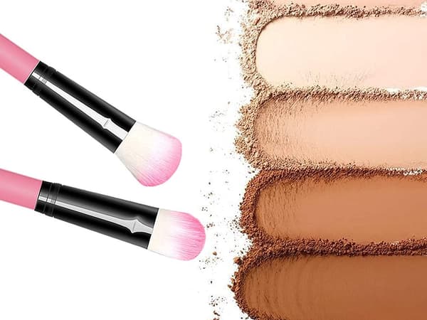 Makeupbørstesæt 12 dele med etui rosa syntetiske børstehår