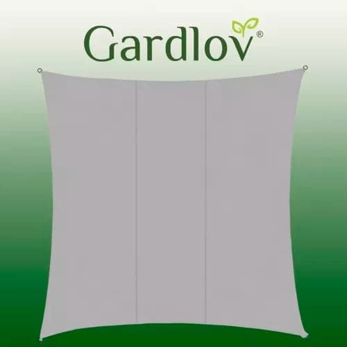 Solsejl kvadratisk 3,6x3,6 m grå polyester 120 g/m² inkl snor