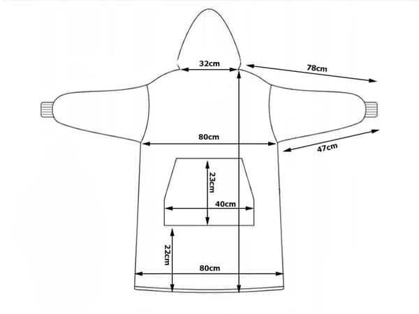 Vilttihuppari huppulla oversize XXL one size sininen polyesteri