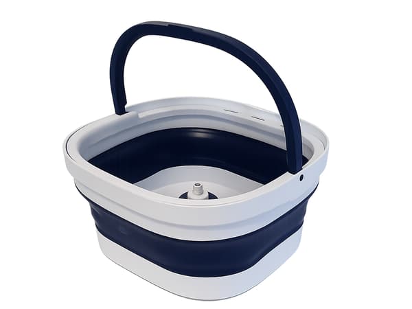 360° roterende moppe med spand, teleskopskaft 130 cm, 2 mikrofiberklude