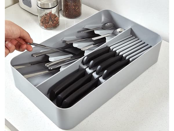 Bestikindsats 2 niveauer udtrækkelig 23,5x39,5 cm grå