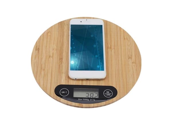 Bambu-keittiövaaka 5 kg 1 g LCD-näyttö 20x20 cm inkl. 2 x AA