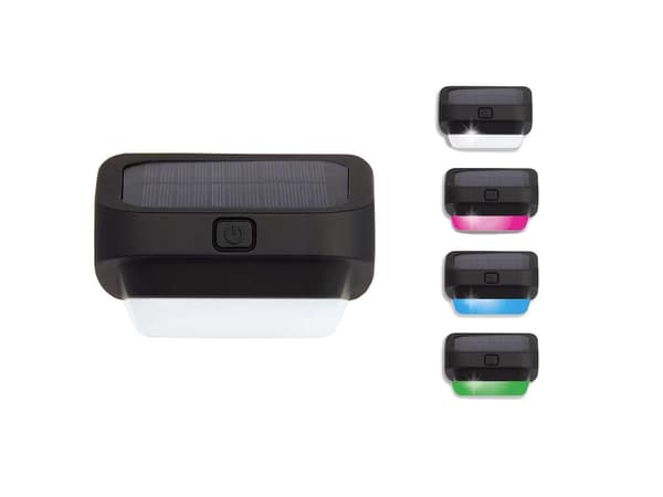 Solcellslampa LED RGB för trappa/staket med skymningssensor svart