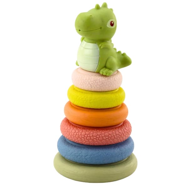 Sensorisk stapelpyramid i ECO-gummi med dinosaurie 7 delar 6+ mån