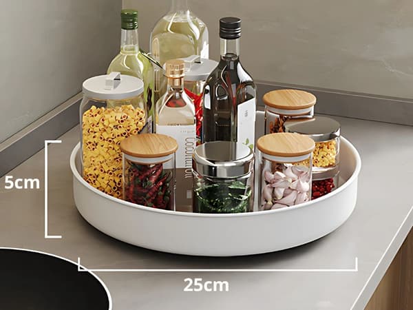 Roterende organiseringsbakke 25 cm plast hvid