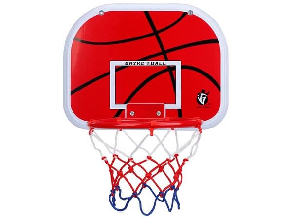 Basketkurv sæt med backboard 38x29 cm, mini-bold 16 cm & pumpe