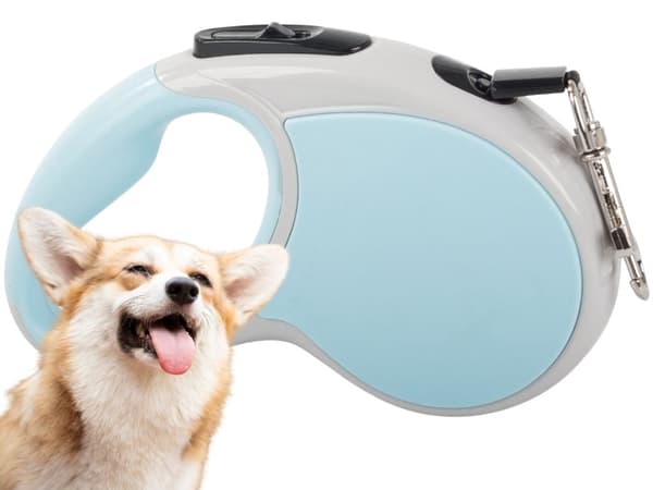 Automatisk hundesnor 5 m til hund op til 15 kg blå