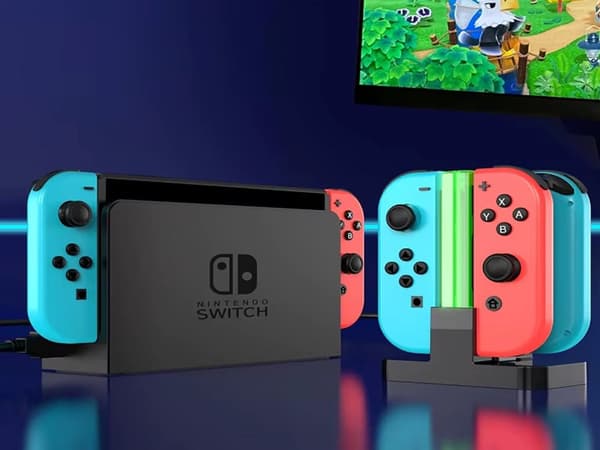 Latausasema Nintendo Switch Joy-Conille, lataa 4 ohjainta samanaikaisesti, USB-C