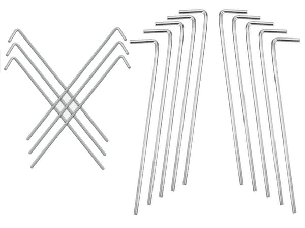 Telttakiilat terästä 24 cm, 10-pack, hopea, Ø4 mm