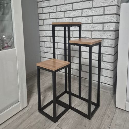 Blomsterstativ 3 niveauer metal/MDF 67 cm sort 15 kg pr. hylde