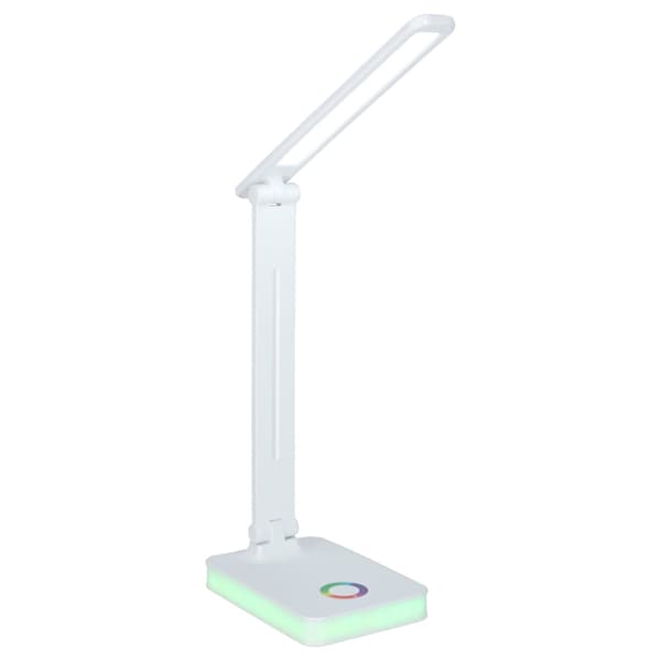 LED-skrivebordslampe USB touch 3000–6000K RGB foldbar arm hvid